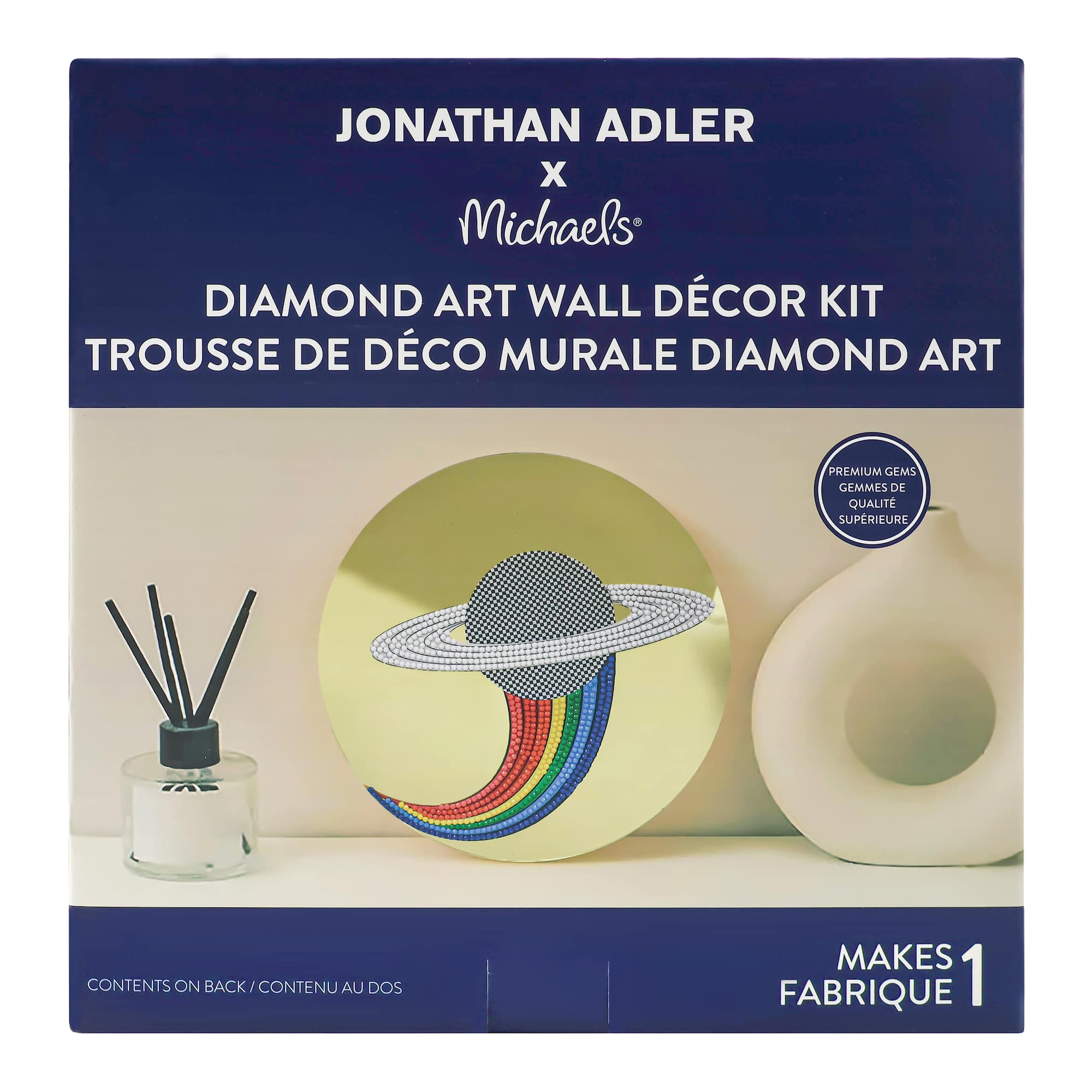 Jonathan Adler x Michaels 7.75" Saturn Rainbow Diamond Art Wall Décor Kit